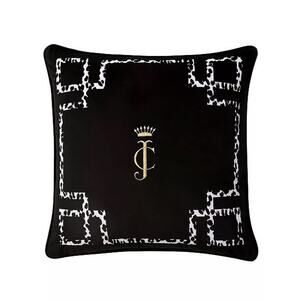 Juicy Couture Velvet Lattice Cheetah Print Pillow Case Black Gold 20x20